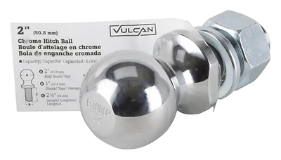 Hbb10 Hitch Ball, 2 Inch Diameter, 1 Inch Shank, 6000 Pound Capacity