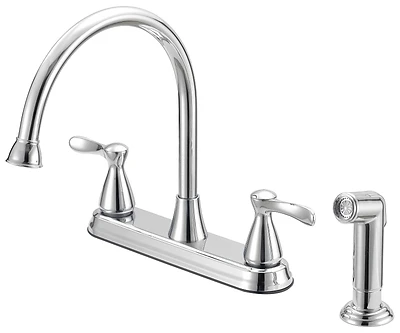 Boston Harbor 2-Handle Chrome Kitchen Faucet, Side Spray, 8 In. Centers