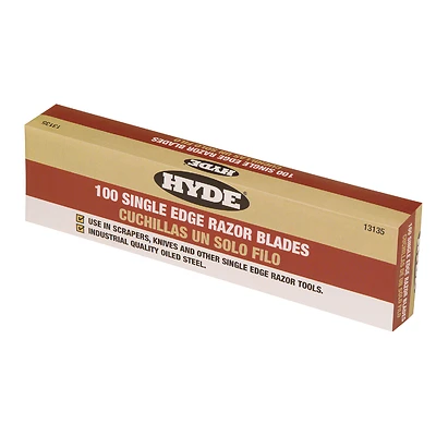 Hyde 13135 Single-Edge Razor Blades, Steel, 3/4 In., 100-Pack