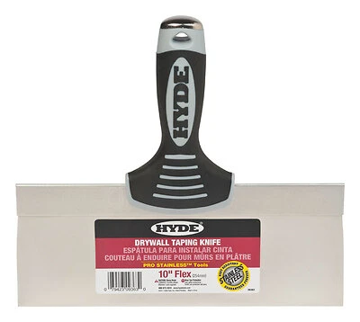 Hyde 09363 Pro Stainless Steel Taping Knife, 10 In. Blade, Soft-Grip Handle