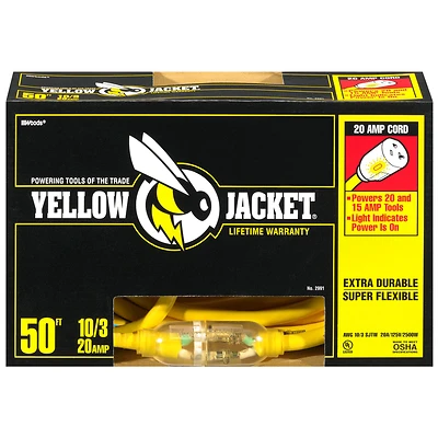 Yellow Jacket 50 Ft. L 10/3 Sjtw Outdoor Extension Cord With T-blade Plug