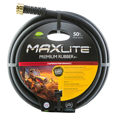 Swan CELSGC58050 MaxLite Rubber Garden Hose, 5/8 In. x 50 Ft., Black