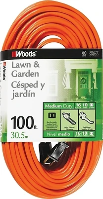 Woods 724 Outdoor Extension Cord, 16 AWG, Orange, 100 Ft.