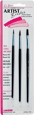 Linzer A343 Artist Paint Brush Set, Wood Handle, 3 Piece