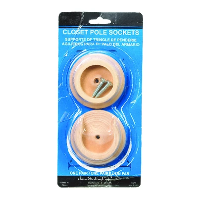 John Sterling BC-0038-HD Oak Wood Closet Pole Socket, 1-3/8 In., 2-Pack