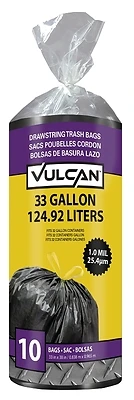 Fg-o3812-02 33 Gallon Black Drawstring Trash Bags - 10 Count