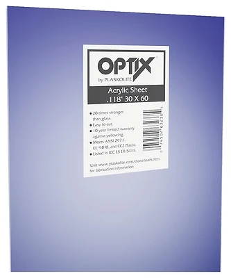 Optix Clear Double Acrylic Sheet 30 In. W X 60 In. L X .118 In. Thickness