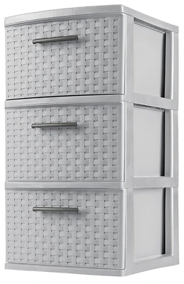 26306a02 3-drawer Weave Tower In Cement - Stylish Storage Solution