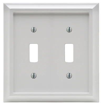 Deerfield White Wood 2-gang Toggle Wall Plate - Model 2040ttw