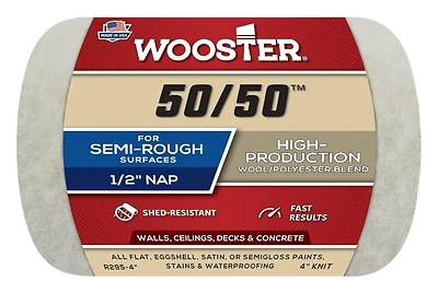Wooster 50/50 Lambswool Polyester 4 In. W X 1/2 In. Regular Paint Roller Cover 1 Pk