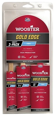 Gold Edge 3-pack Paint Brush Set - 1 In. Thin Angle, 1-1/2 In. Angle, 2 In. Flat