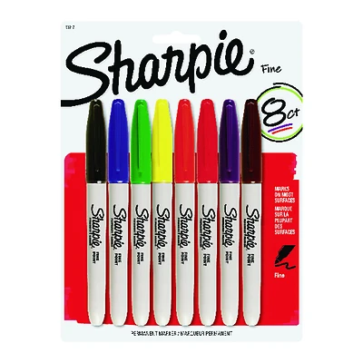 Sharpie 30217PP Fine Point Permanent Marker, Assorted Colors, 8-Pack