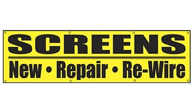 Make-2-Fit P 8080 Screen Repair Banner, Vinyl, Yellow/Black, 2 Ft x 8 Ft