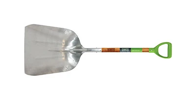 46 In. Aluminum Scoop Transfer Shovel With Wood Handle And Ergonomic Grip