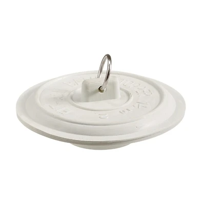 Plumb Pak PP820-4 Tub Stopper With Ring, Rubber, White, 1-1/2 To 2 In.