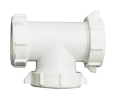 1-1/2 In. Diameter Plastic 3-way Coupling Tee With Reducer Washers