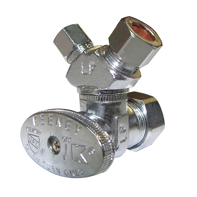 Plumb Pak PP2904VLF Stop Valve, 5/8 x 3/8 x 1/4 In. Compression, 3-Way