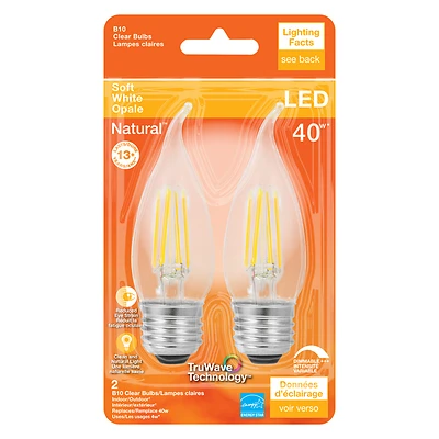 B10 E26 Led Bulb Soft White 40w Equivalence 2 Pk With Truwave Technology