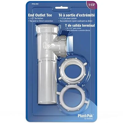 Plumb Pak PP66-8W Plastic End Outlet Tee, 1-1/2 In., White