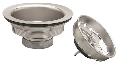 Plumb Pak PP8PC Basket Strainer with Fixed Stick Post, Stainless Steel, 3-1/2 In.