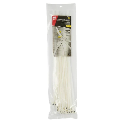 14 In. L Clear Self-cutting Cable Tie 50 Pk, Nylon, 185°f Max Temp