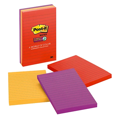 Post-it 4645-3SSAN Super Sticky Notes, Assorted Neon, 4 x 6 In., 3 Pads