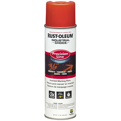 Rust-Oleum 1862838 Industrial Choice Fluorescent Red Inverted Marking Paint, 17 Oz