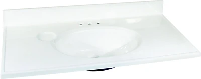 Solid White Cultured Marble Vanity Top 19 In. X 37 In. Model Ws-1937