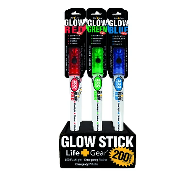 Life+gear 4-in-1 Led Glow Stick Flashlight, Red, Model Lg115, 1 Pk, Water-resistant