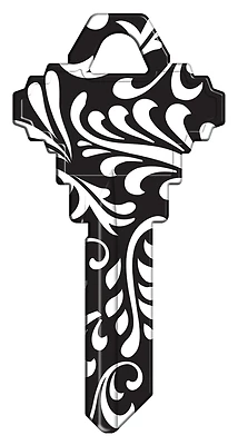 Hy-Ko 16010SC1-41 Brass Key Blank, Black/White Swirl, Schlage SC1
