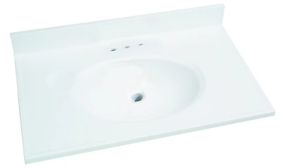 Solid White Cultured Marble Vanity Top 19 In. X 31 In.