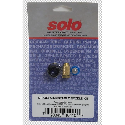 Solo 0610410-P Brass Adjustable Nozzle Kit, Jet/Cone Spray