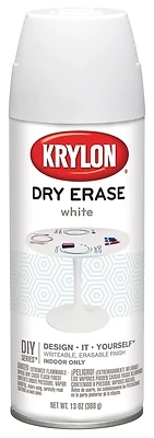 Krylon K03942000 Dry Erase Spray Paint, Gloss White, 11.5 Oz