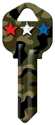 Hy-Ko 16010KW1 Key Blank, Brass, Camo Stars, Kwikset KW1