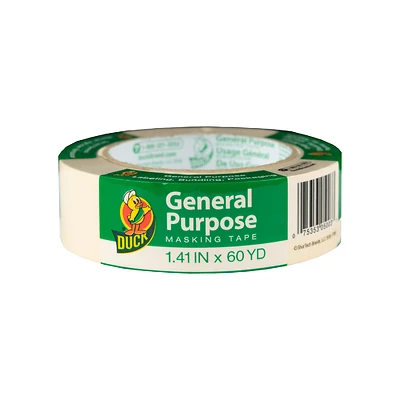 Duck 394697 Masking Tape, 60 yd L, 1.41 in W, Beige
