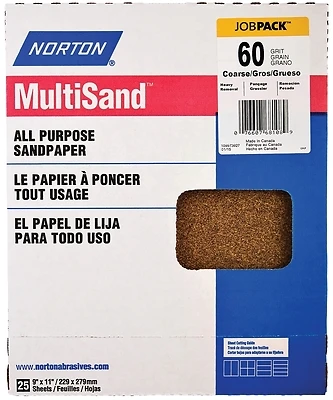 Norton 50386-038 Sandpaper, 11 In. L x 9 In. W, 60 Grit Coarse