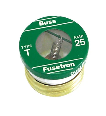 25 Amp Dual Element Plug Fuse T-25, 4 Pk, 125 Volts, Ul Listed