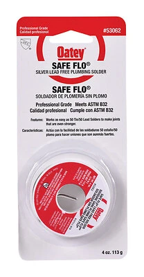 Oatey 530622 Safe-Flo Wire Solder, Lead-Free, 4 oz, 50/50