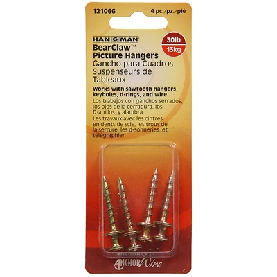 4-count Bear Claw Picture Hangers Model 121066 For Easy Wall Mounting