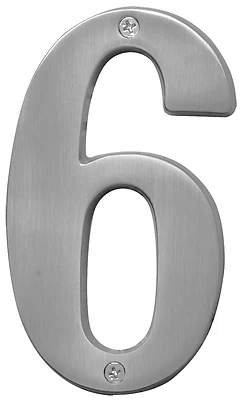 Hy-ko 5 Inch Satin Nickel Dimensional House Number 6 - High Quality Brass