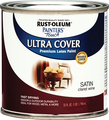 Painter's Touch Satin Claret Wine Paint, 240286, 1 Qt Can, Pack Of 2