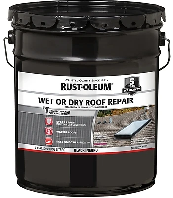 5 Gallon Black Wet Or Dry Roof Repair Sealant - Asphalt-based