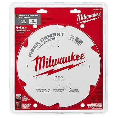 10 In. 6-tooth Pcd Fiber Cement Circular Saw Blade, 5/8 In. Arbor, 7000 Rpm