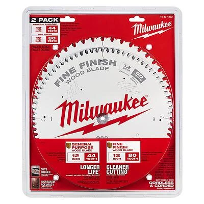 12 In. Circular Saw Blade Set, 44-tooth General Purpose & 80-tooth Fine Finish, 2 Pk