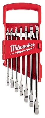 Milwaukee 48-22-9406 12-Point Ratcheting Combination Wrench Set, 7-Piece