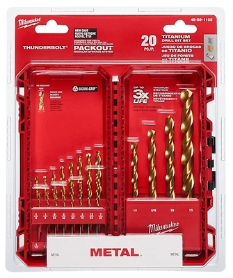 Thunderbolt 20-piece Titanium Drill Bit Set, 1/16 In. To 1/2 In.