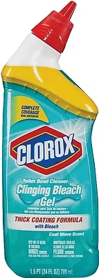 Clorox 30620 Toilet Bowl Cleaner, Clinging Bleach Gel, Cool Wave, 24 oz