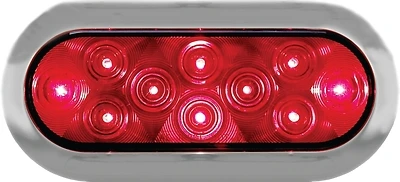 V423xr-4 Square 9-32v Red Led Stop & Tail Light With Chrome Bezel