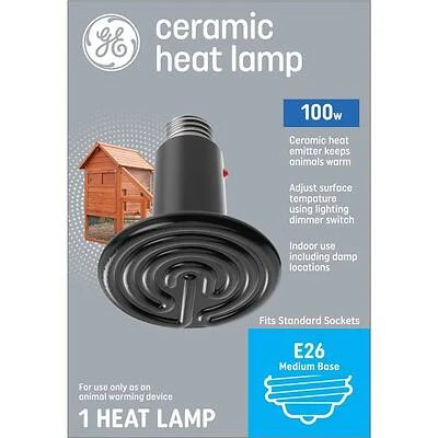 GE Ceramic Animal Warming Heat Lamp, Medium Base, 100W
