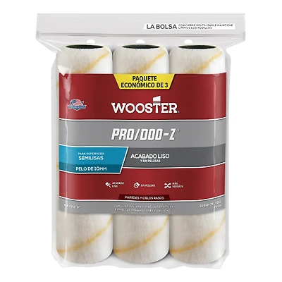 Wooster RR669-9 Pro/Doo-Z FTP Roller Cover, 1/2 In. Nap, 9 In., 3-Pk.